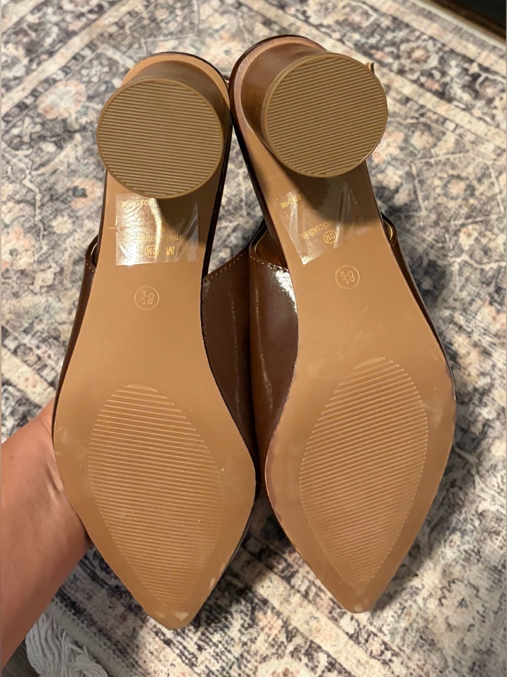 Maurices Brown Pointed-Toe Slingback Heels Unique Round Cylinder Heel NWOT. 8.5 - Picture 3 of 6